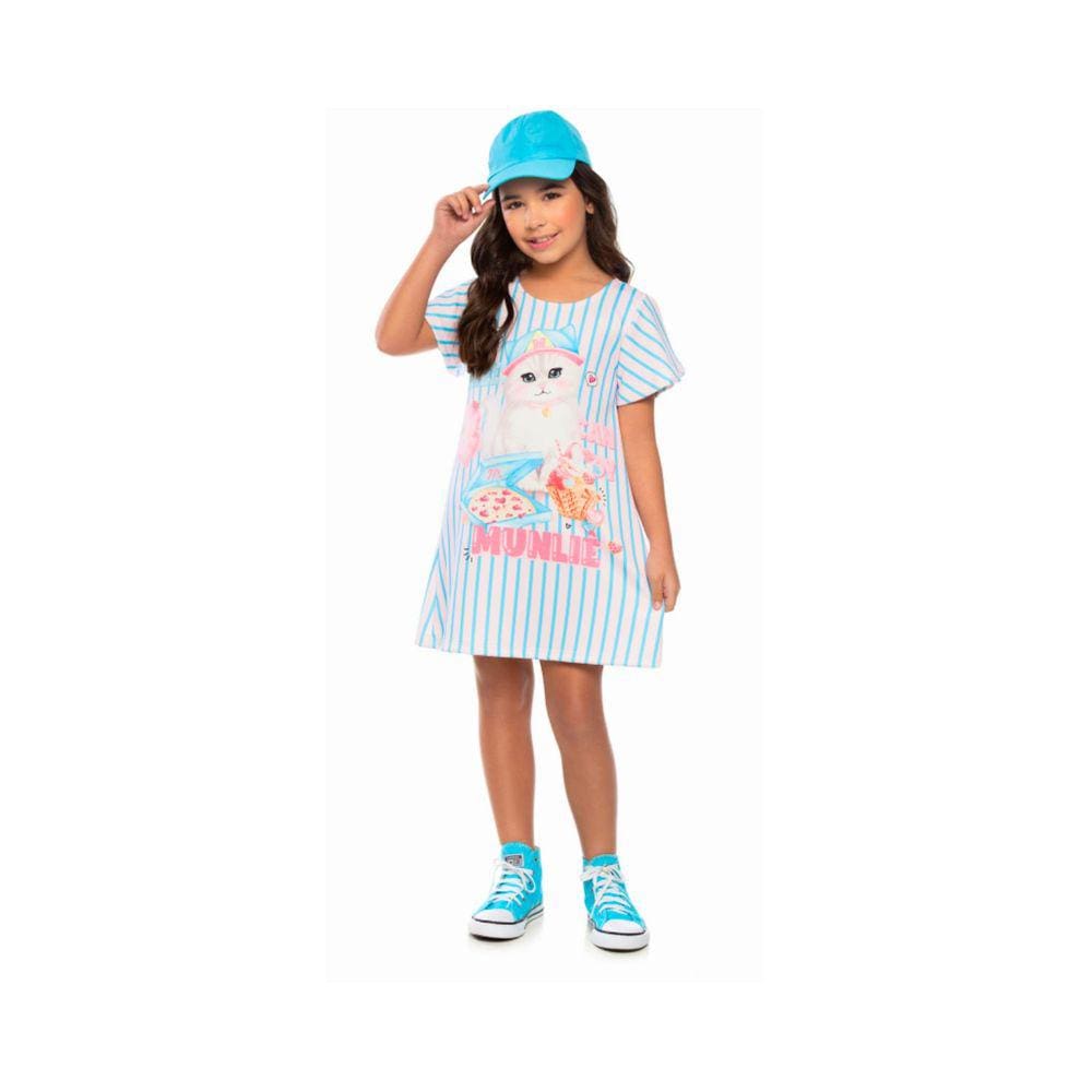 Vestido Infantil Verao Munlie Gato