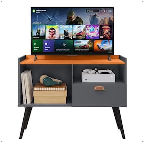 Rack Tv 32 Polegadas Home Estante Sala Estar Recepção 1 Porta 2 Nichos Pés Palito Retrô Decoração Moderna - Lojas RPM