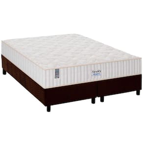 Cama Box Queen: Colchão Molas Ensacadas Plumatex MasterPocket Miami + Base CRC Suede Brown(158x198)