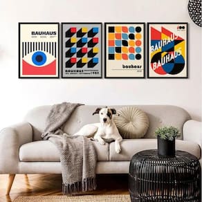 Kit 4 Quadros Abstratos Posters Bauhaus 33X24Cm
