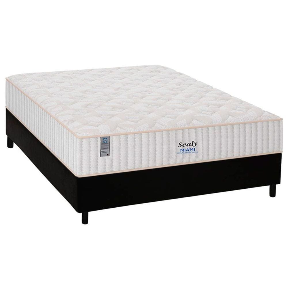 Cama Box Casal: Colchão Molas MasterPocket Ensacadas Plumatex Miami + Base CRC Courano Black(138x188)