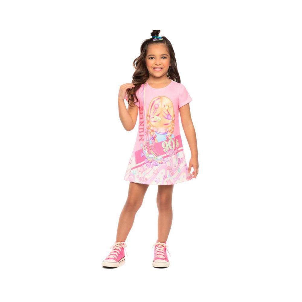 Vestido Infantil Verao Munlie Rosa tam 2