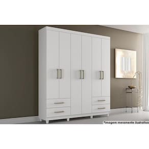 Guarda Roupa 6 Portas E 4 Gavetas Canadá Branco - Conquista