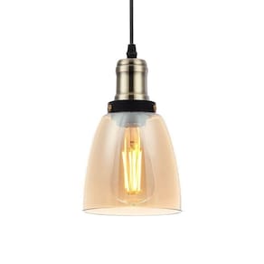Lustre Pendente Blumenau Vintage Dome âmbar E27 Bivolt