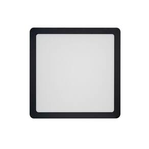 Painel De Led Blumenau Quadrado De Sobrepor 18w Bivolt Preto 3000k Luz Amarela