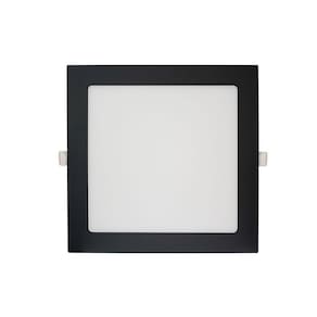 Painel De Led Blumenau Slim Quadrado De Embutir 18w Bivolt Preto 3000k Luz Amarela