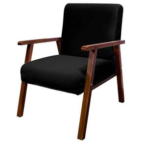 Poltrona Decorativa Bally Veludo Preto para Estética Manicure - WD Decor