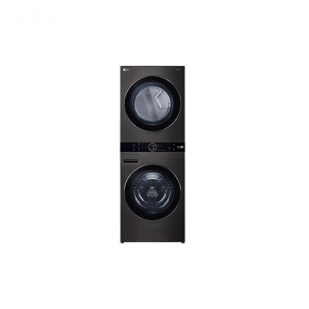 Lavadora e Secadora Elétrica Smart LG WashTower 17kg Aço Escovado Preto com Inteligência Artificial AIDD WK17BS6A 220V