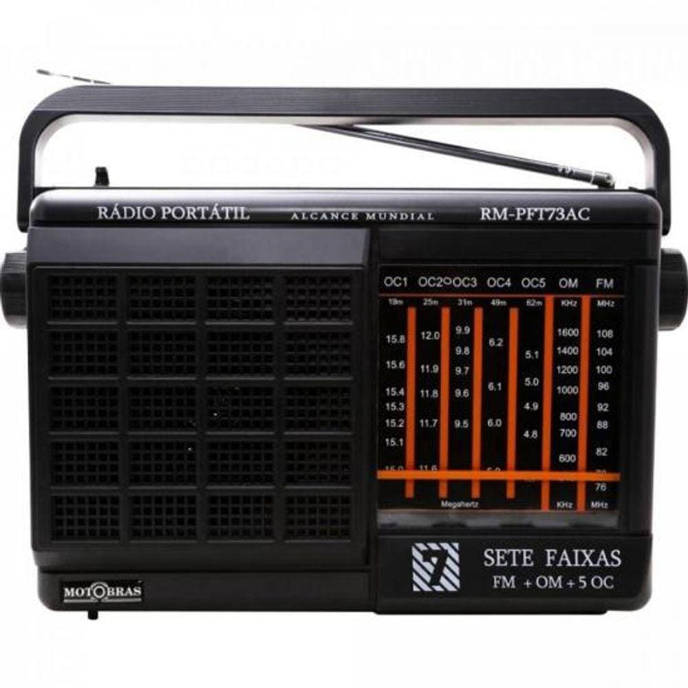 Rádio Portátil Motobras Rm-pft73ac 7 Faixas Preto