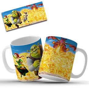 Caneca Personalizada Sherek e Fiona em Cerâmica 325ml