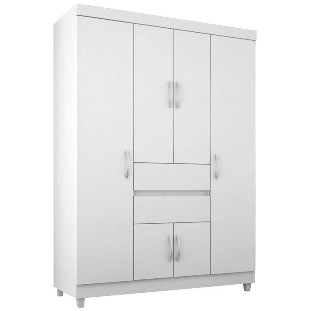 Guarda Roupa Casal 6 Portas 62020 Branco Rosa Flex Demobile