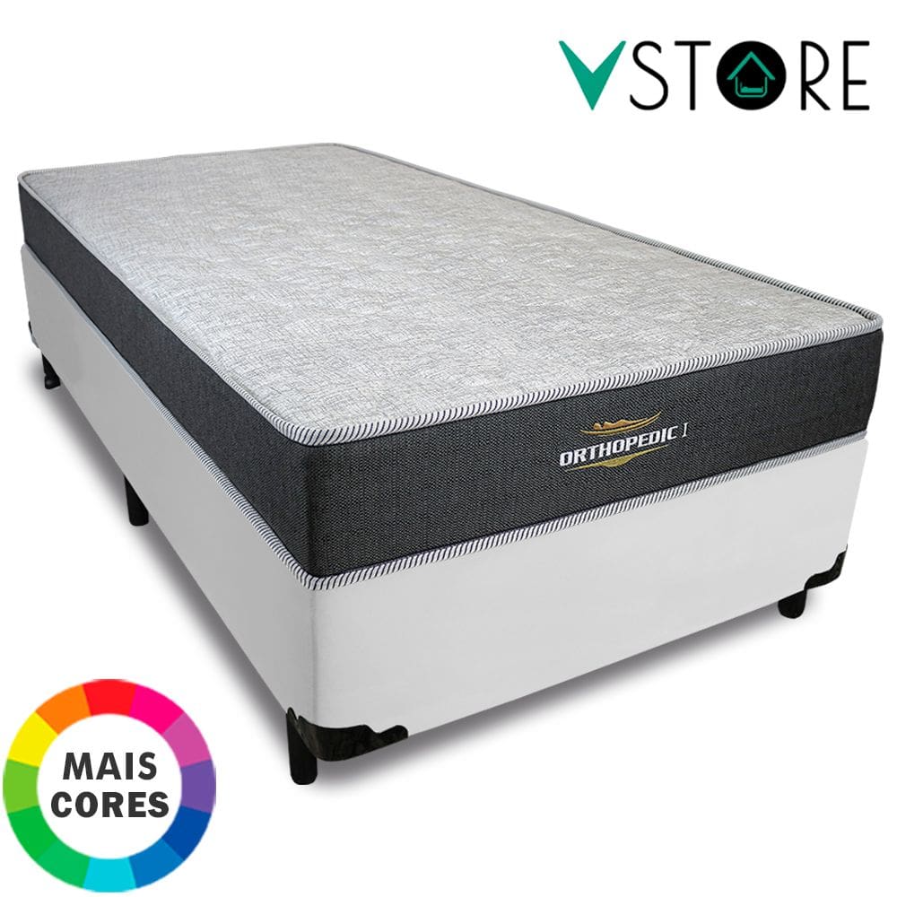 Cama Box Solteiro + Colchão Espuma D33 Ortopédico 88x188x58cm Orthopedic l V-Store