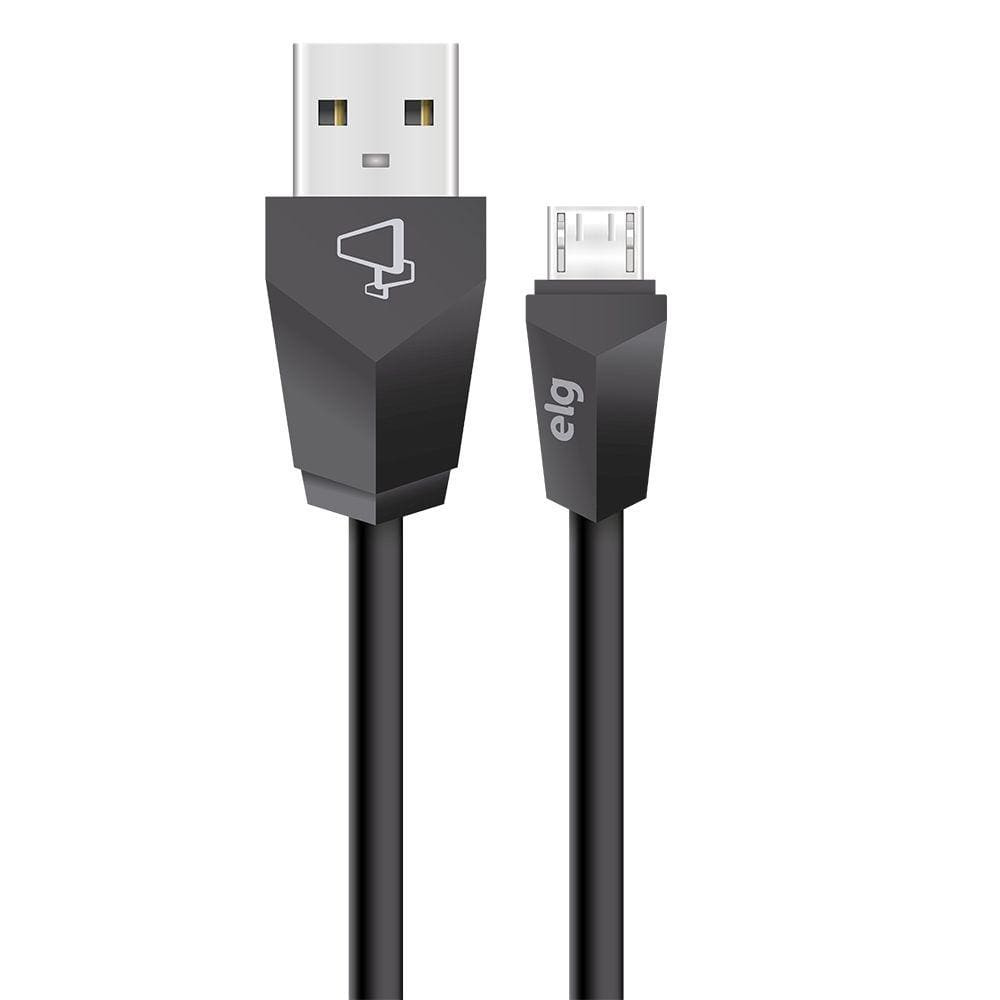 Cabo Carregador Micro USB  1,8m Preto - ELG