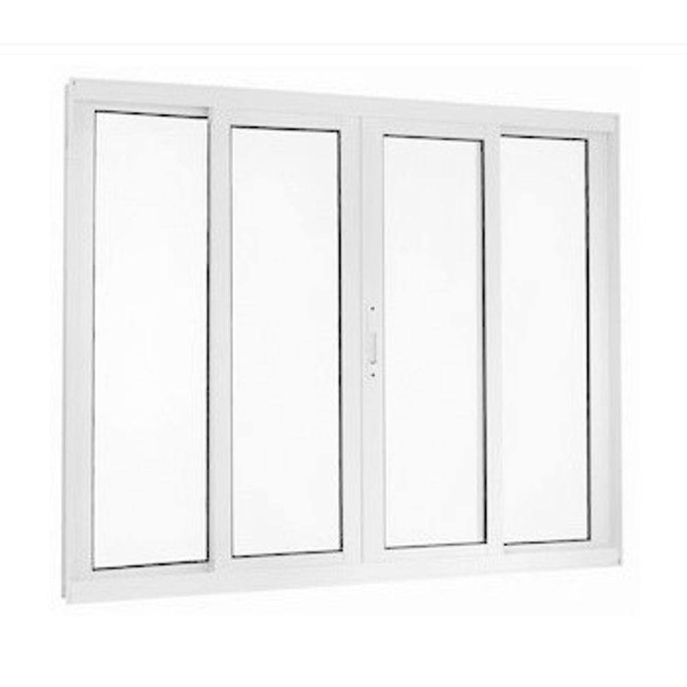 Janela 100x100 4 Folhas Vidro -Alumínio Branco - Linha 25 Suprema.