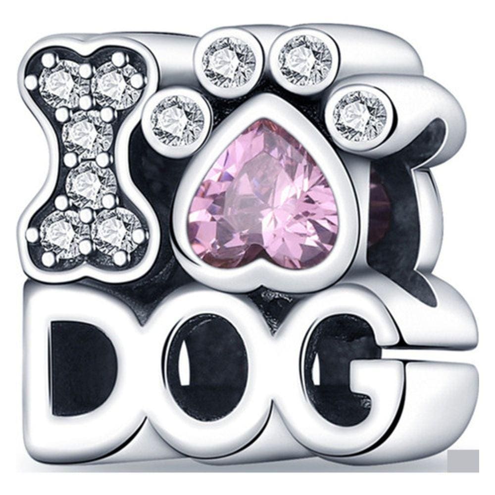 Berloque I Love Dog Cão Pet Cachorro Prata 925