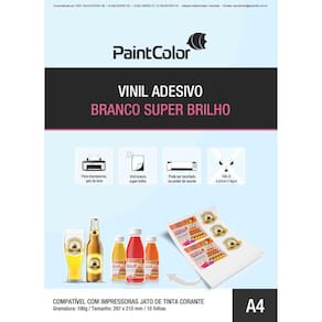 Vinil Adesivo para Impressão Branco 190g A4 - 10 Folhas