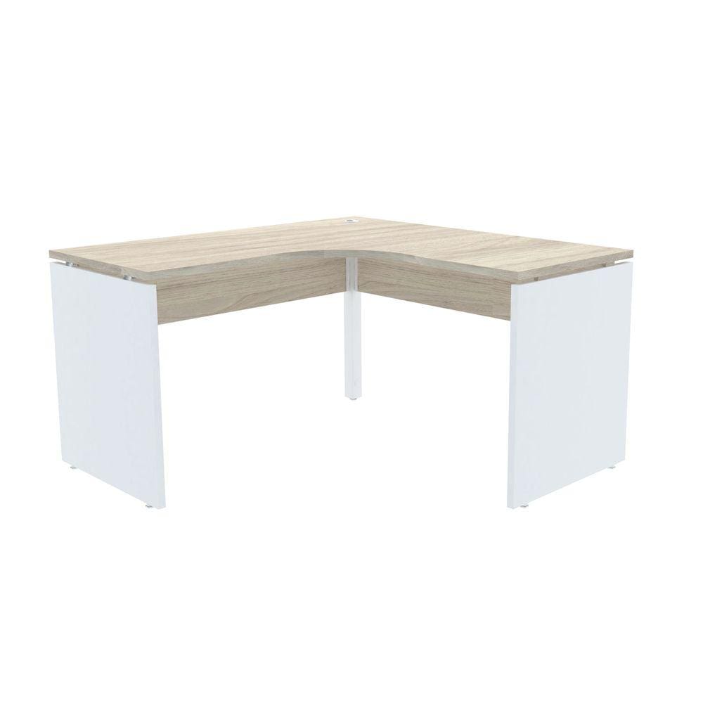 Mesa Em L P/ Escritório 145X145 Pandin P25 - Nogueira/Branco