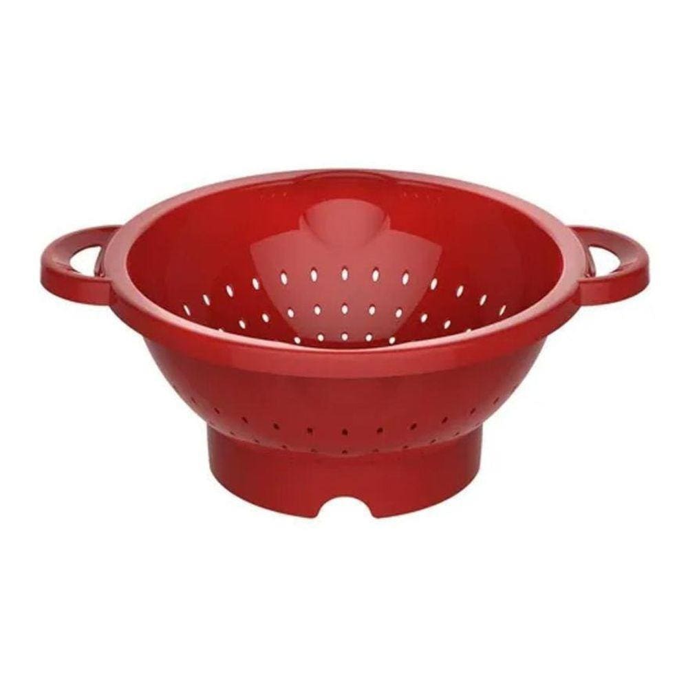 Escorredor de Massa com Alça Plastico - Vermelho