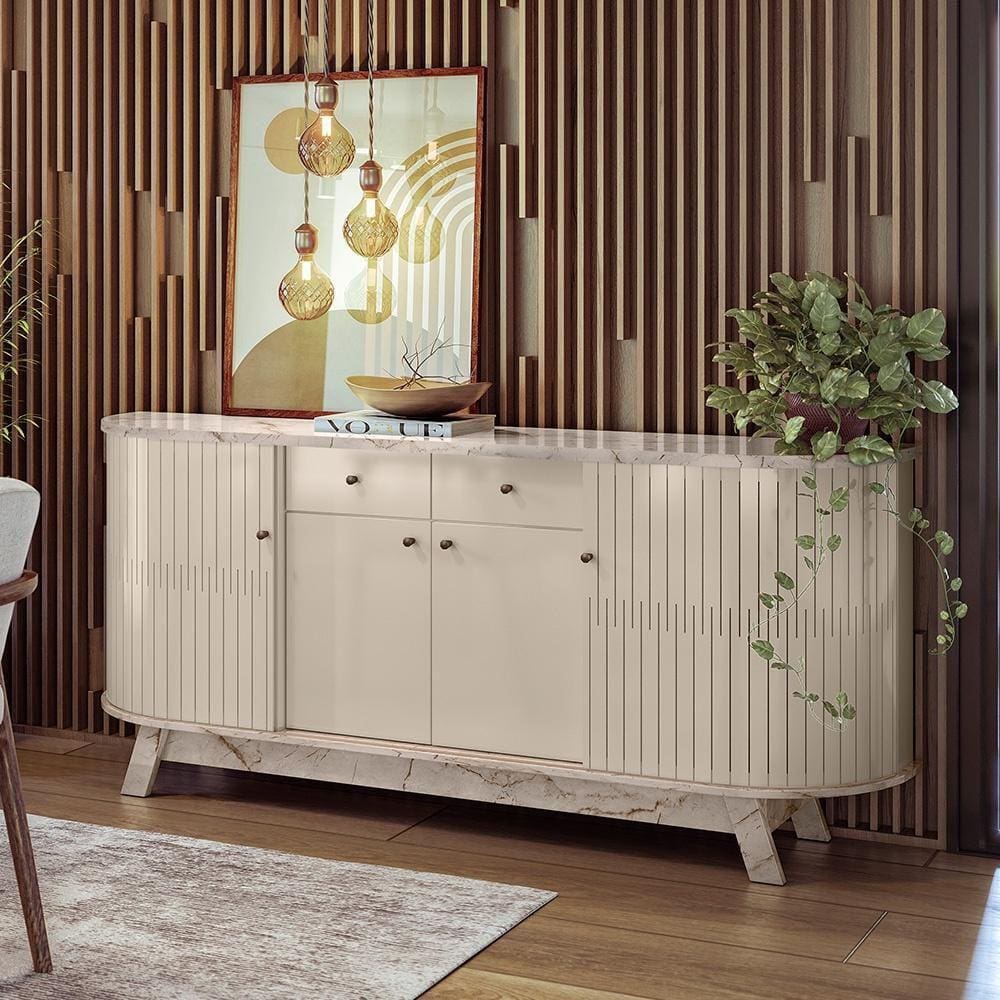 Buffet 04 Portas 02 Gavetas Mônaco Calacata Off White Madetec
