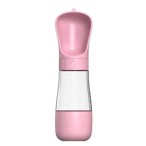 Garrafa Portátil Pet Água e Ração Viagens Passeio Prático ROSA