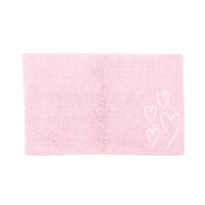 Tapete De Quarto Kids Infantil Bebê Algodão Retangular Vizapi Love 70x120Cm Rosa Claro Branco