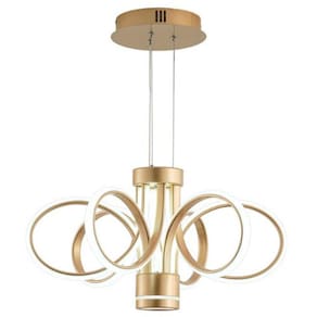Pendente Moderno Dourado 50cm Led 60W 3 em 1 Bivolt