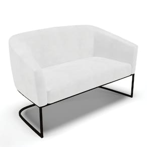 Sofá Namoradeira 2 Lugares Base Industrial Preto Stella Corano Branco D03 - D`Rossi