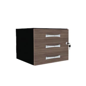 Gaveteiro Aéreo 3 Gavetas Pandin Maxxi - Walnut/Preto