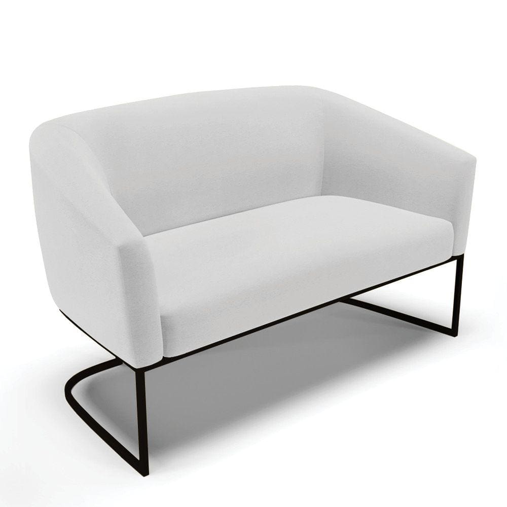 Sofá Namoradeira 2 Lugares Base Industrial Preto Stella Linho Cinza A05 D03 - D`Rossi