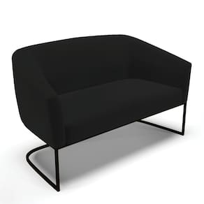 Sofá Namoradeira 2 Lugares Base Industrial Preto Stella Linho Preto A79 D03 - D`Rossi