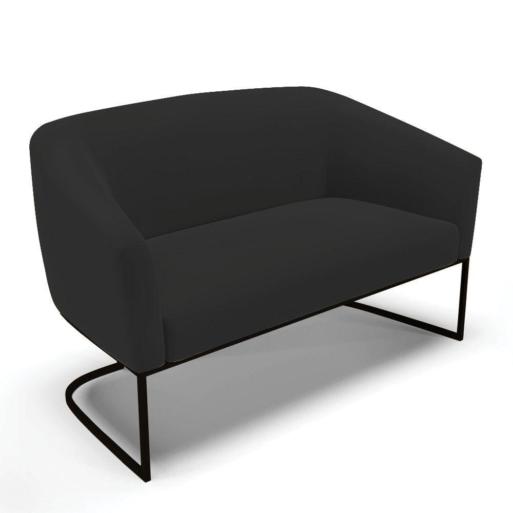 Sofá Namoradeira 2 Lugares Base Industrial Preto Stella Veludo Preto D03 - D`Rossi