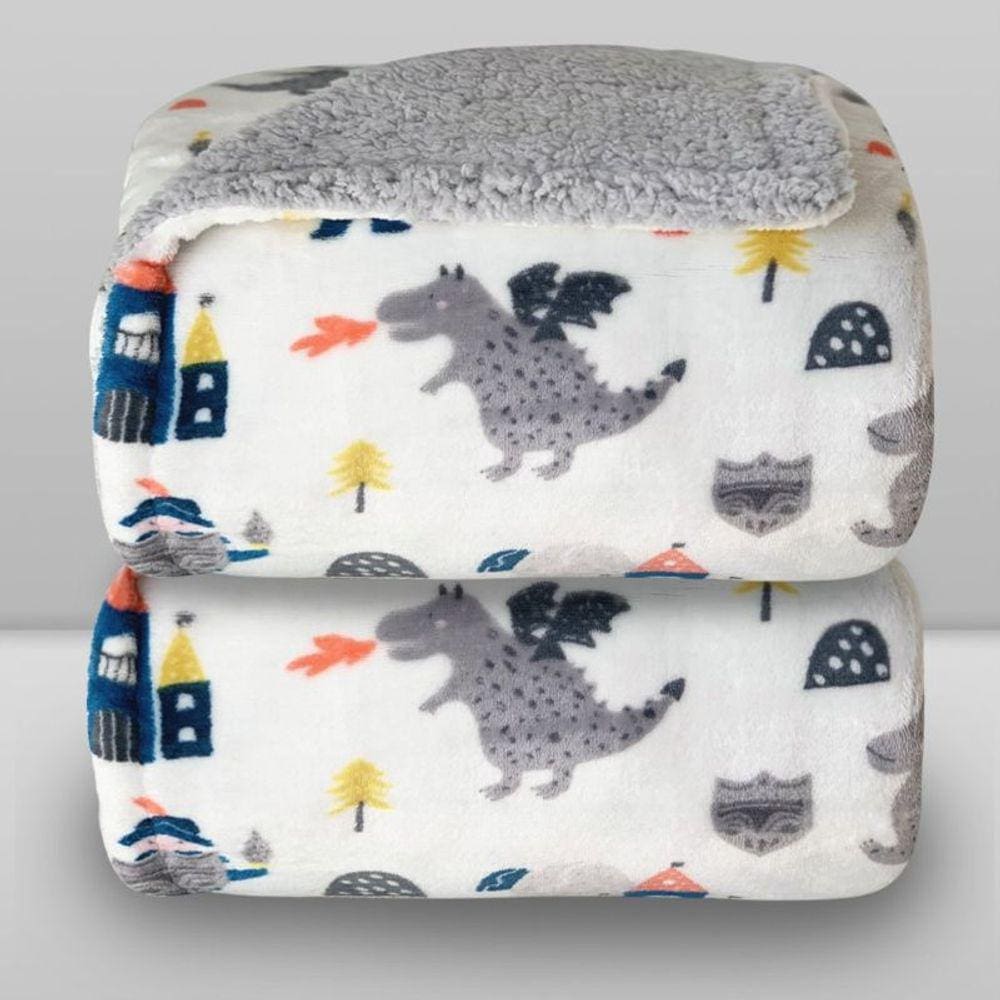 Cobertor Kids Cavaleiro Plush Print com Sherpa - Laço Bebê
