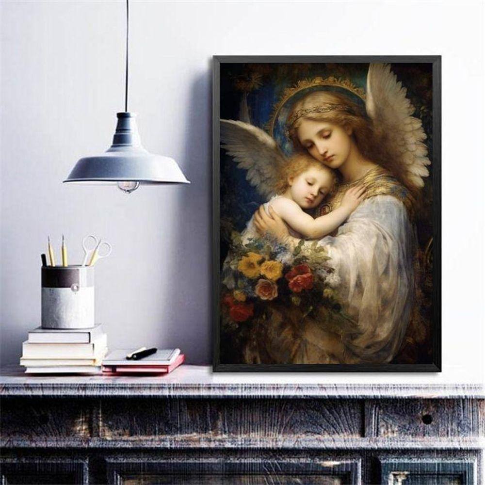 Quadro Decorativo Anjo Renascentista Mãe 33X24Cm