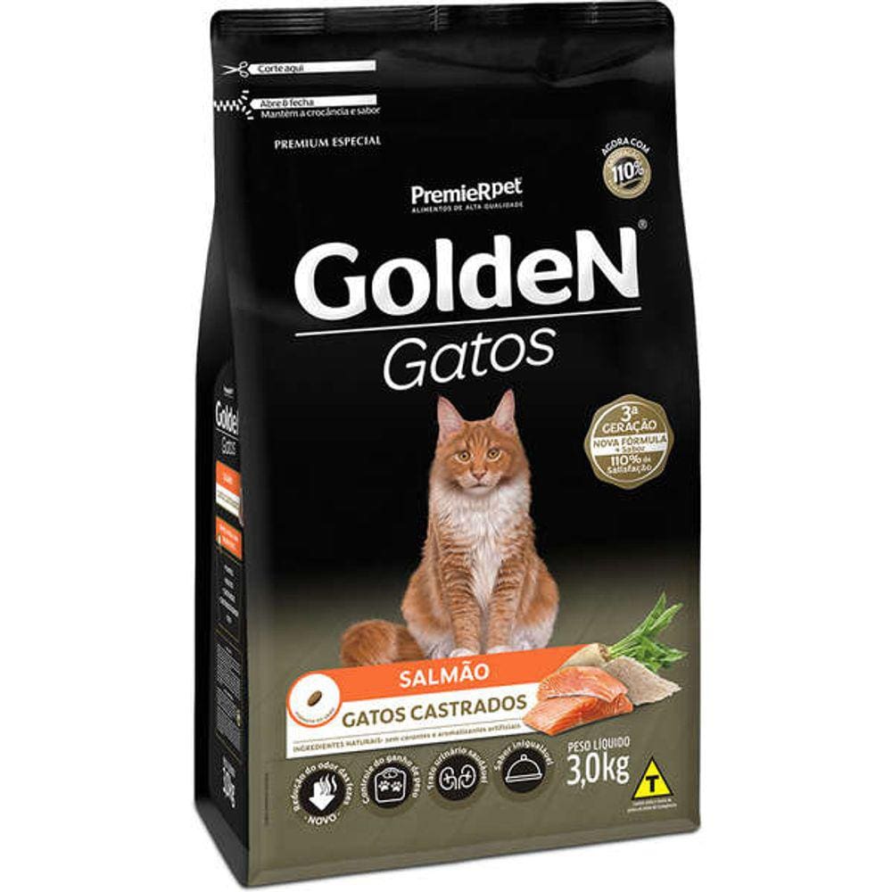 Golden Gatos Ad. Castr. Salmao 3 Kg
