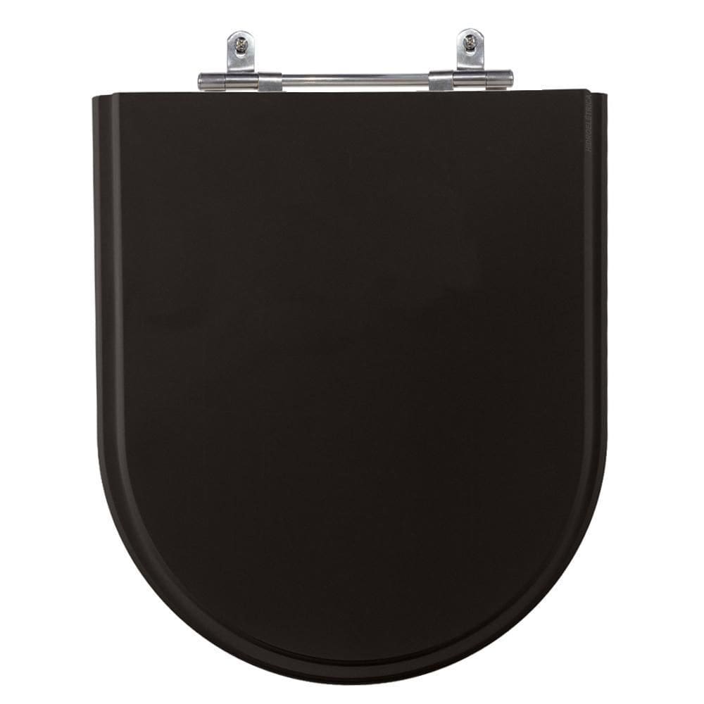 Assento Poliéster Laminado Carrara Preto Tampa P Vaso Deca