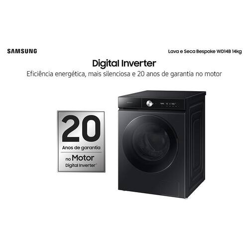 Lava & Seca 14 Kg Samsung Bespoke, Ecobubble, Black Caviar, 26 Programas de Lavagem