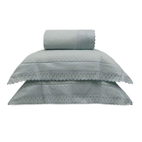 Kit Colcha Casal 2,20M X 2,40M Bordare Cinza Artico Floral