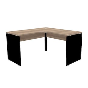 Mesa Em L P/ Escritório 135X135 Pandin P25 - Naturalle/Preto