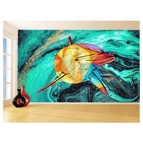 Papel De Parede 3D Animais Pop Art Golfinho Cor 3,5M Pxa269