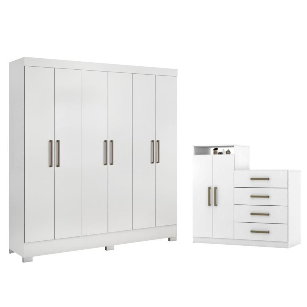 Conjunto Quarto Guarda Roupa Comoda Ferrara