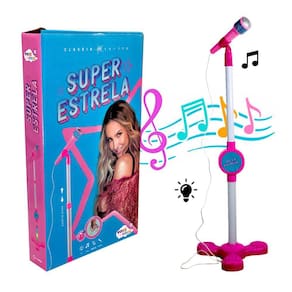 Microfone com Pedestal Claudia Leite Super Estrela Brinquedo