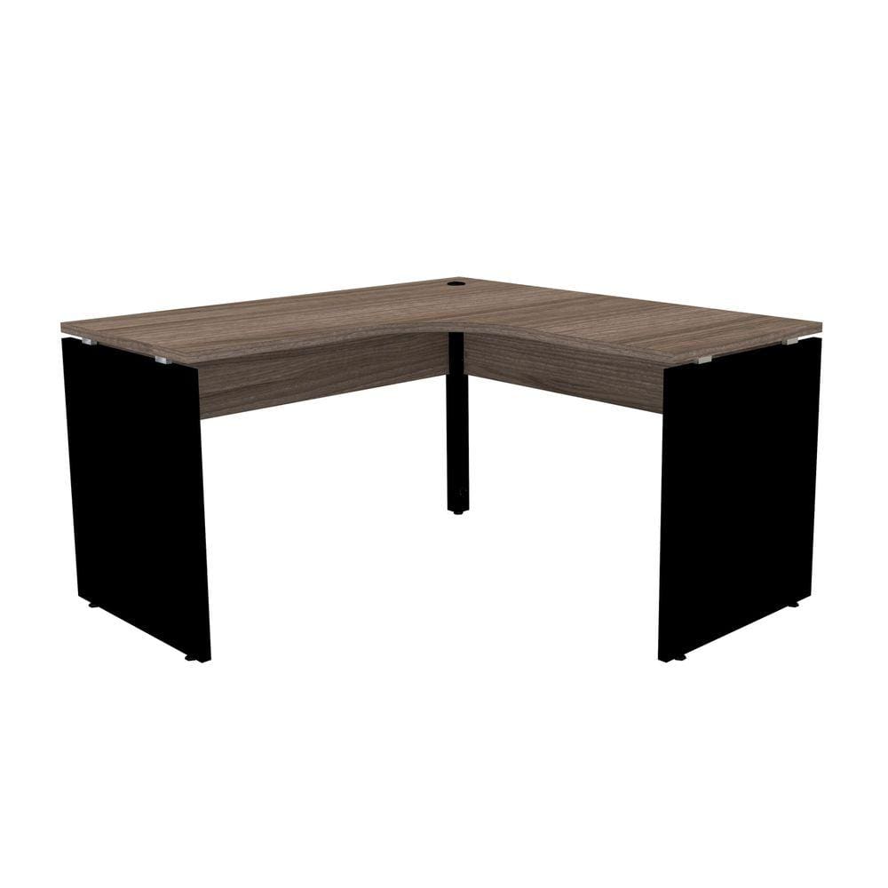 Mesa Em L P/ Escritório 155X155 Pandin P25 - Walnut/Preto