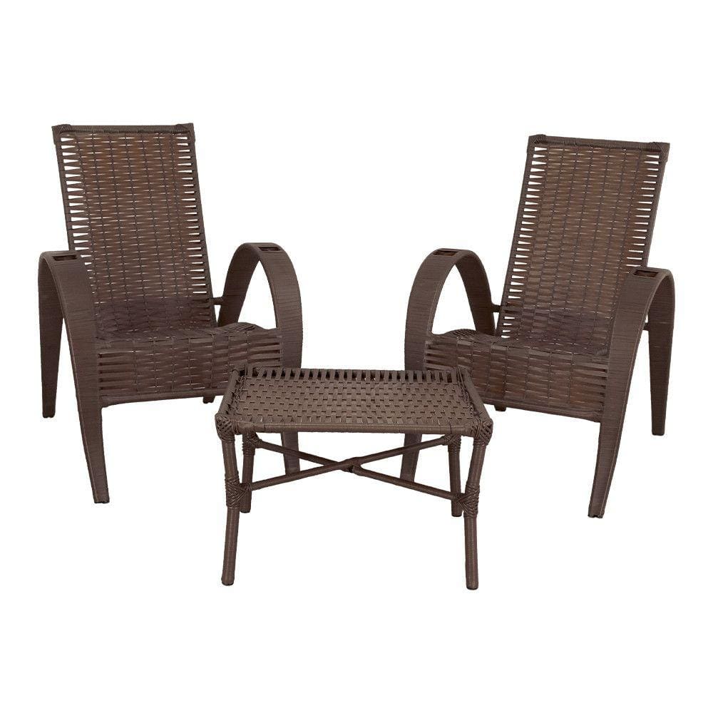 Conjunto de Mesa de Centro e 2 Cadeiras Vitória para Área Externa