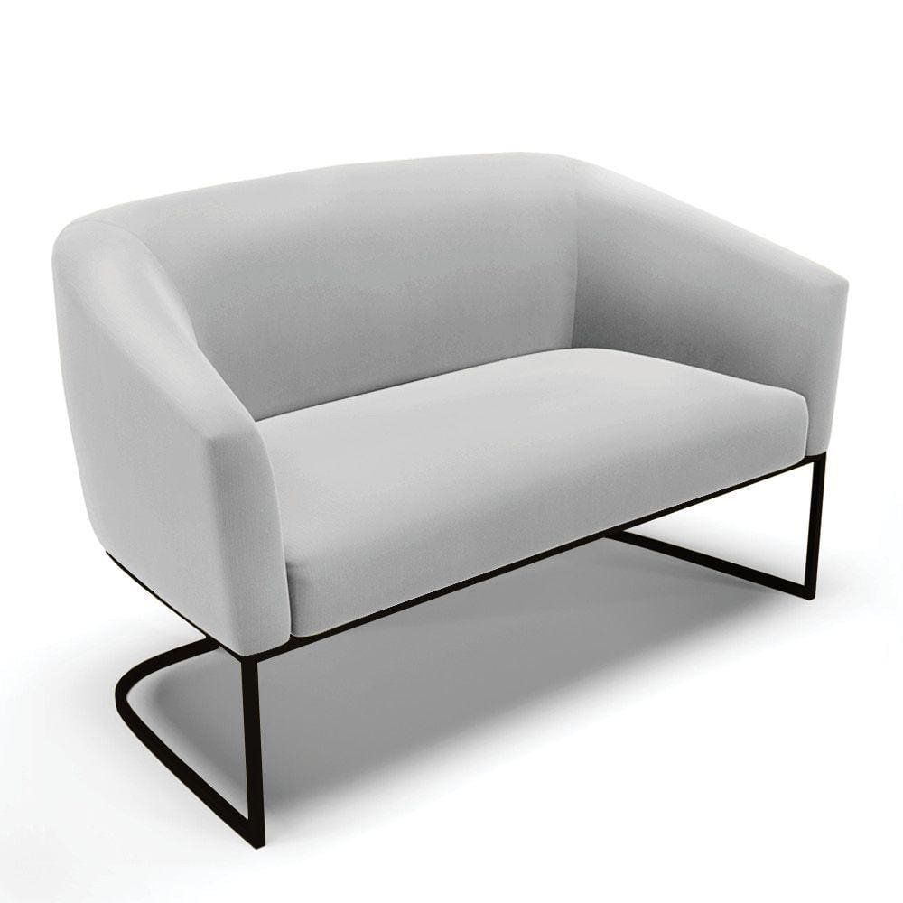 Sofá Namoradeira 2 Lugares Base Industrial Preto Stella Suede Cinza D03 - D`Rossi