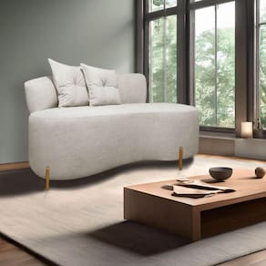 Poltrona Namoradeira Orgânica Grécia 1,45m Redondo Bouclê Bege SOFA STORE