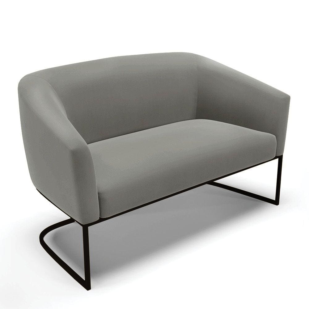 Sofá Namoradeira 2 Lugares Base Industrial Preto Stella Suede Grafite D03 - D`Rossi