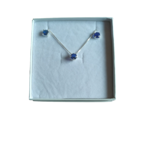 Kit Colar e Brinco Pedra de Zircônia Azul 6mm