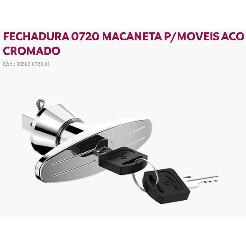 Fechadura Kombi Maçaneta Para Móveis De Aço 0720 Cromado