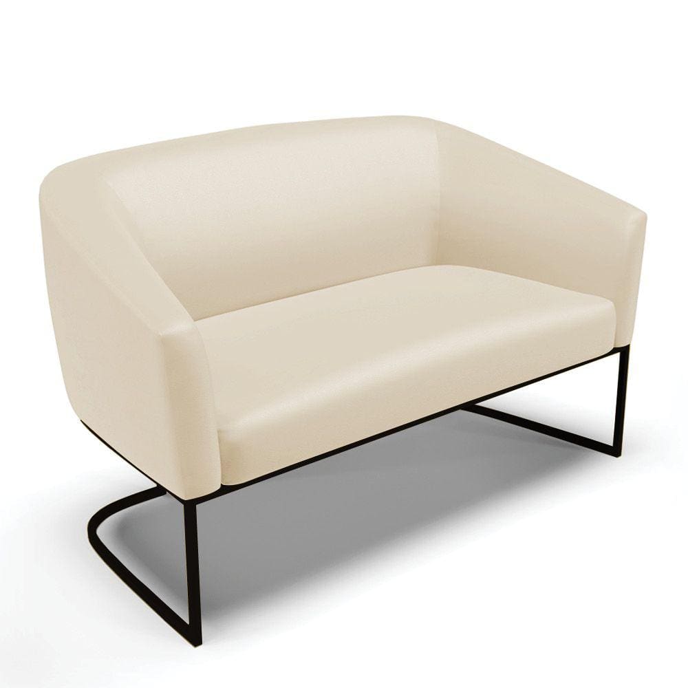 Sofá Namoradeira 2 Lugares Base Industrial Preto Stella Corino Bege D03 - D`Rossi