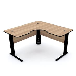 Mesa Em L P/ Escritório 140X140 Pandin Maxxi - Naturalle/Preto
